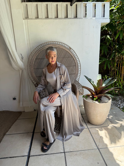 Mushroom Sateen Palazzo Pant